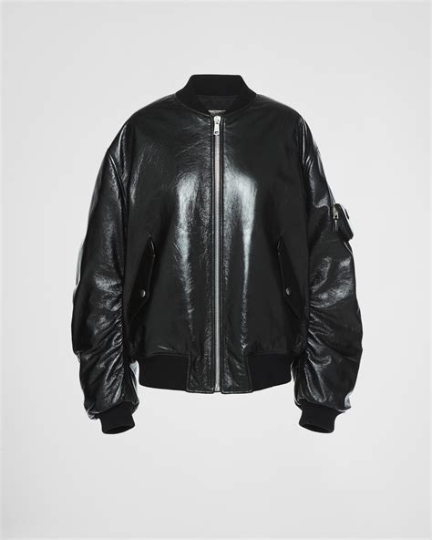 prada nappa leather bomber|Prada aw21 bomber jacket.